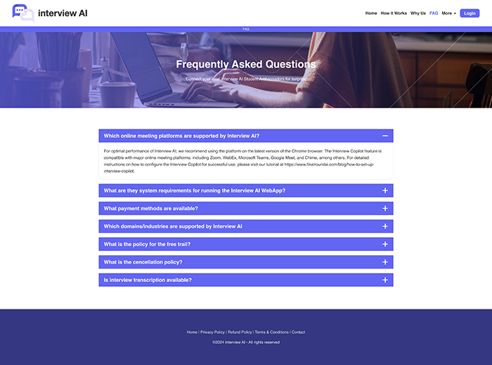 image of the Interview AI websitev