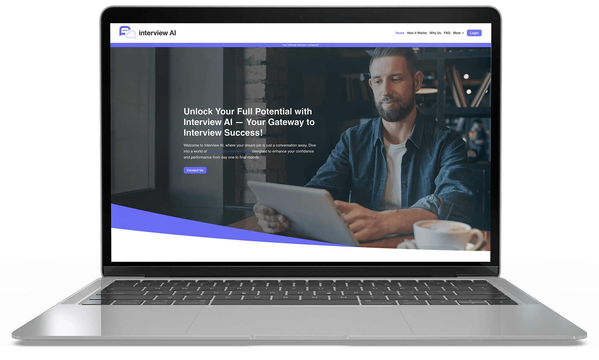Image of a laptop with Interview AI on the screen