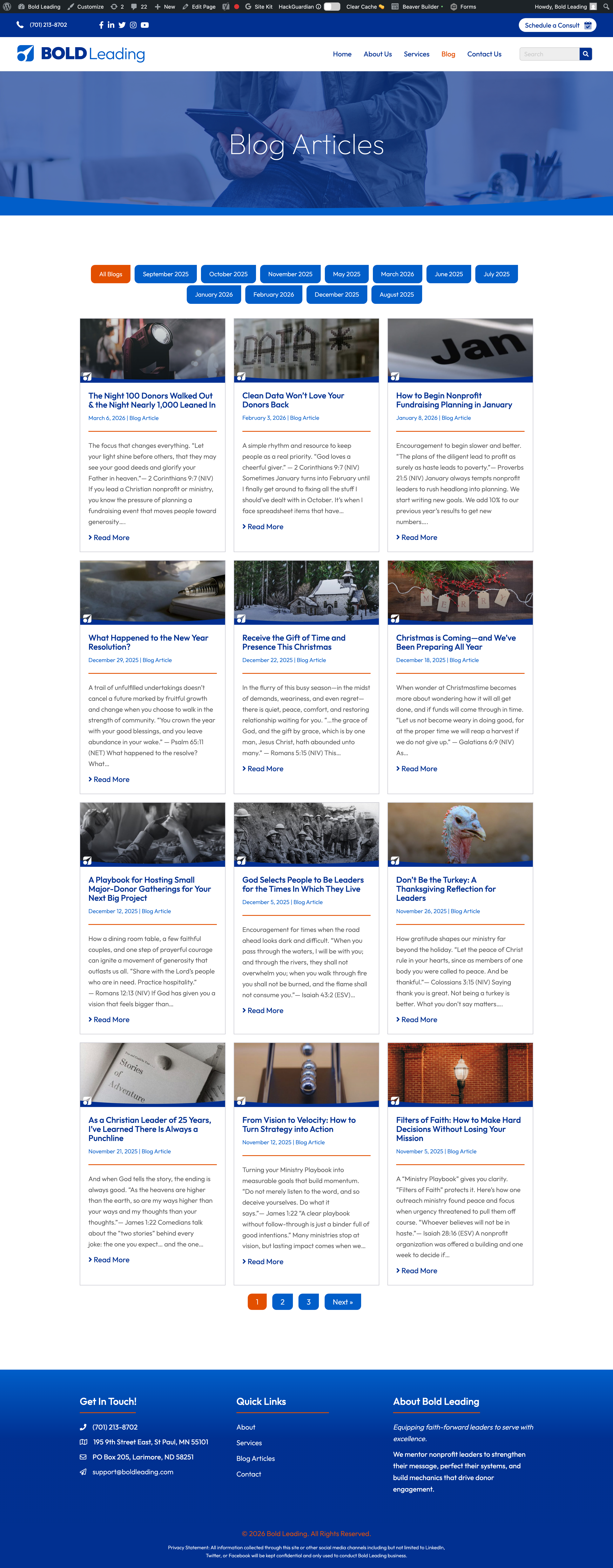 screen capture of bold leading website