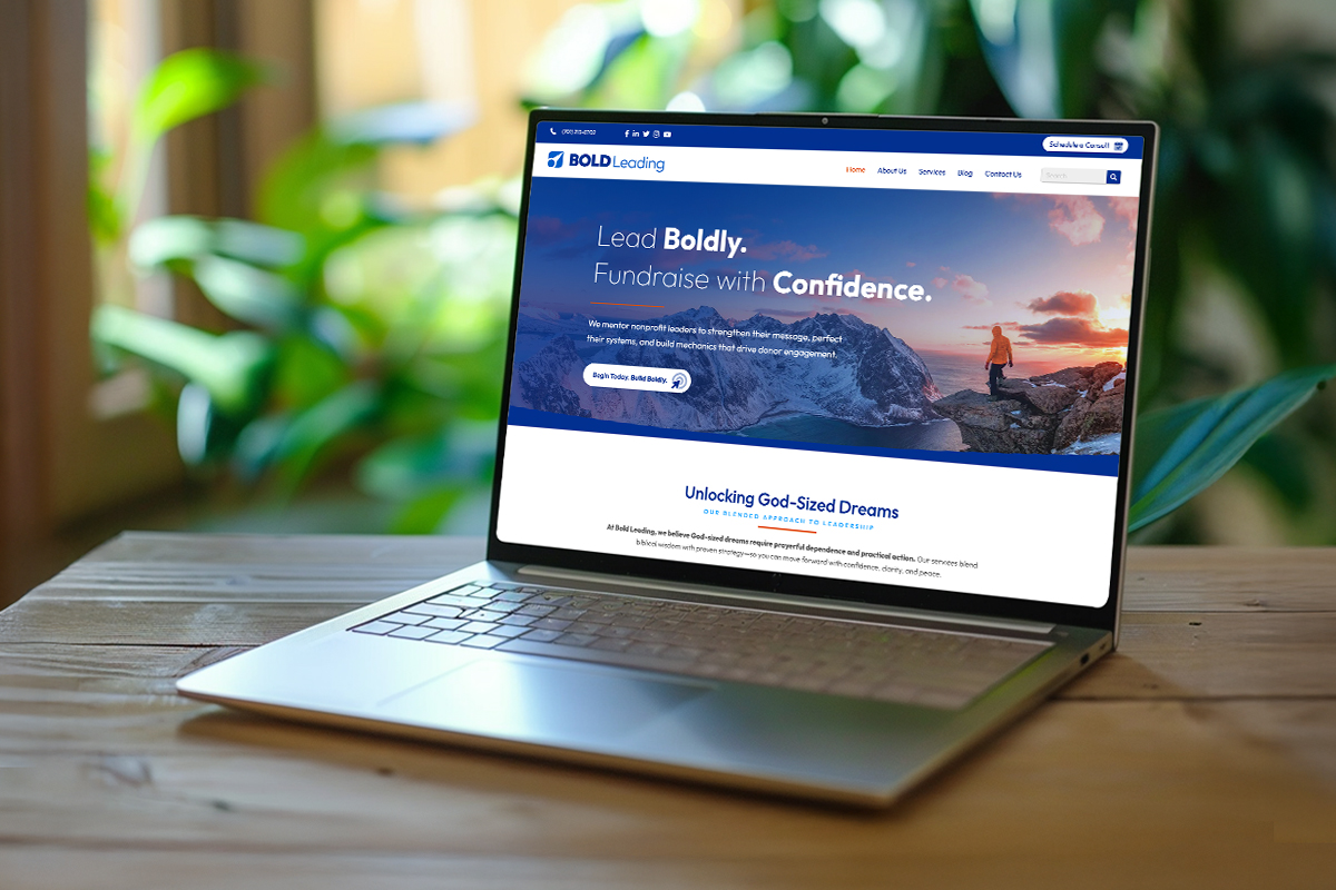 Bold Leading Website on a laptop