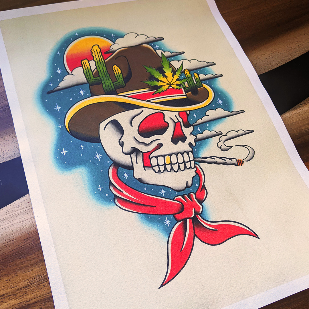 cowboy skull painting