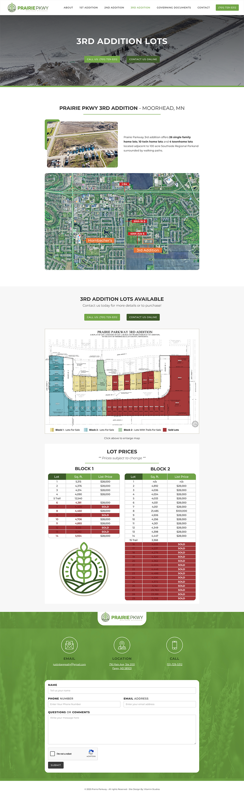 Prairie PKWY website screenshot