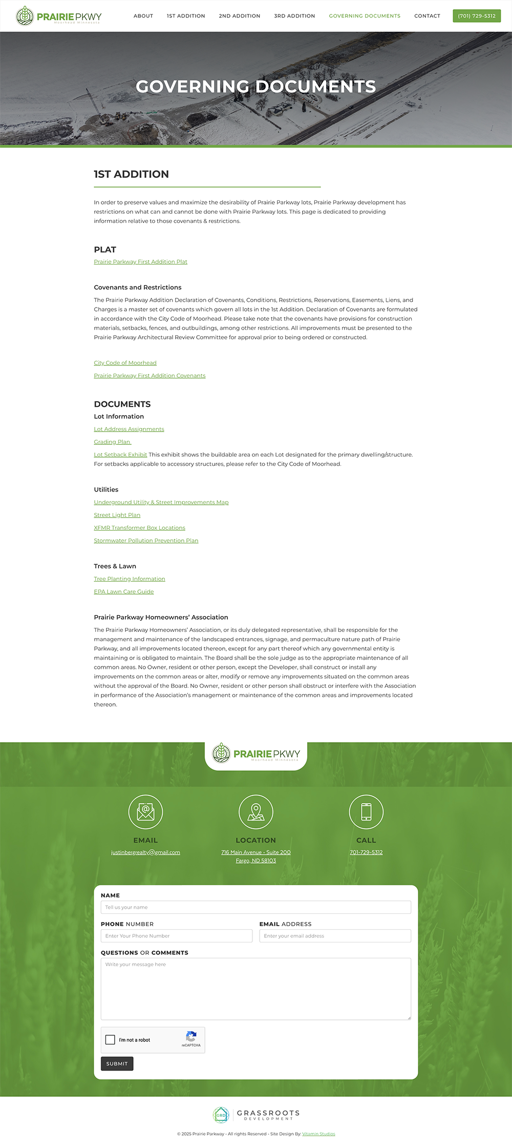 Prairie PKWY website screenshot